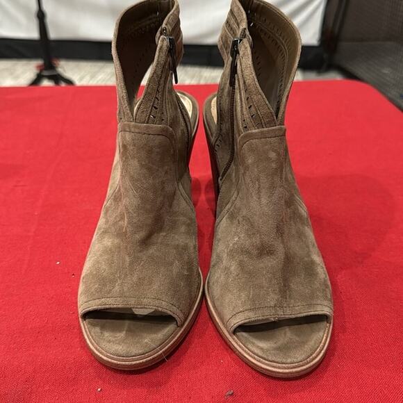 Vince Camuto Brown Heeled Boots with Peep-Toe Design - Picture 2 of 6